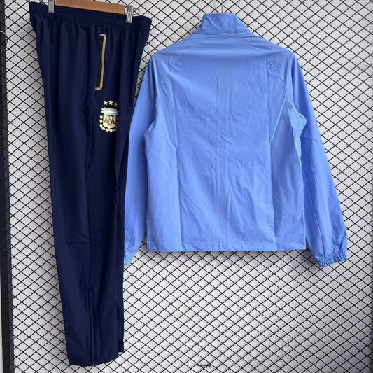 Argentina Windbreaker Sets With Pants Blue Football Jersey 2026/2027