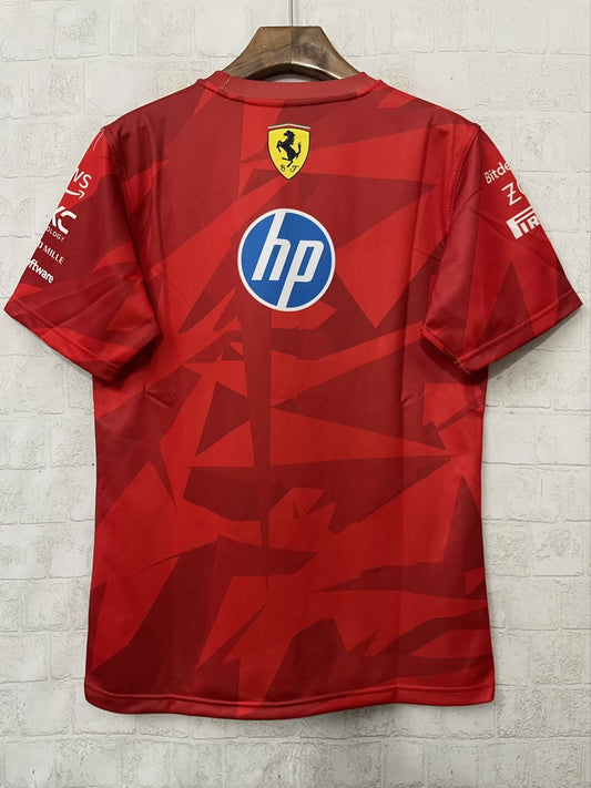 F1 Ferrari Red Round Neck Short Sleeve Racing Suit 2025