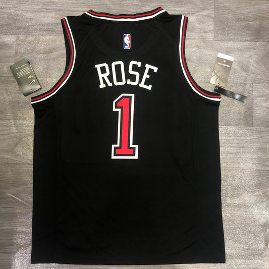 NBA Bulls Crew Neck Black No.1 Rose Ribbon Chip