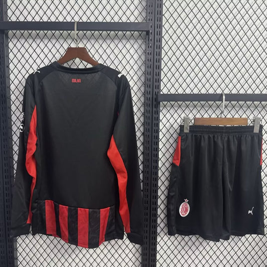 AC Milan Home Long With Pants Sets Fans Football Jersey 2025/2026