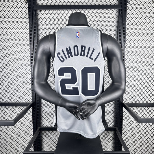 San Antonio Spurs Grey #20 GINOBILI NBA Season Jerseys 2021
