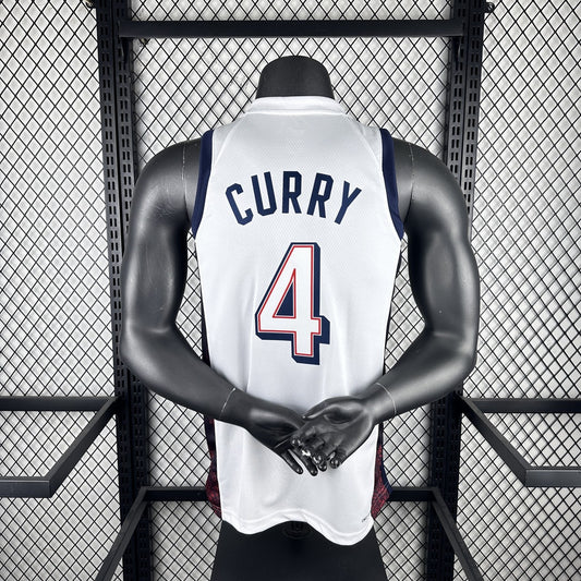 Golden State Warriors USA White #4 GREEN NBA Season Jerseys 2024 Olympic Games