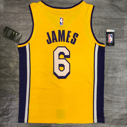 Los Angeles Lakers Yellow V-Neck 6 JAMES NBA Jerseys