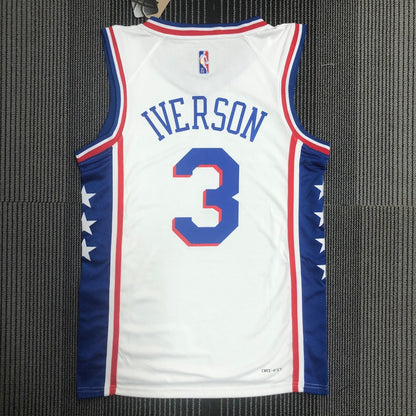 Philadelphia 76Ers White #3 IVERSON NBA Season Jerseys 75 Year