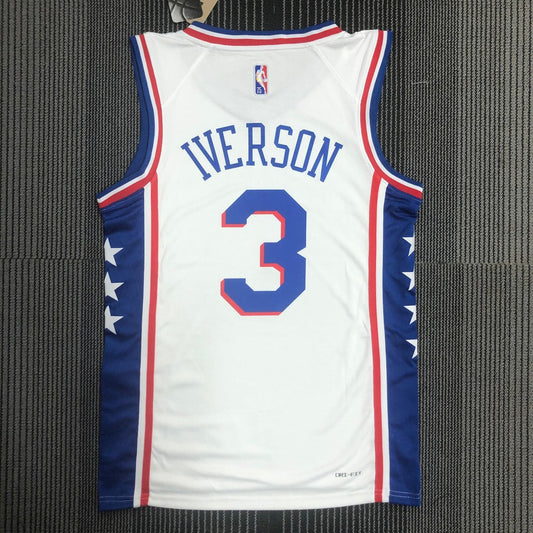 Philadelphia 76Ers White #3 IVERSON NBA Season Jerseys 75 Year