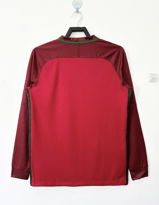 Retro Portugal Long Home Football Jersey 2016
