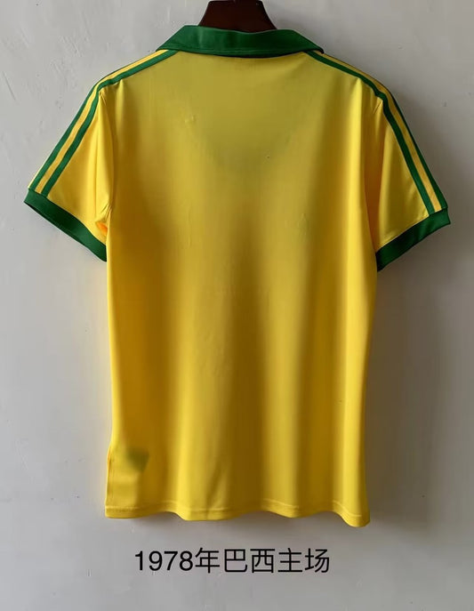 Retro Brazil Home Fans Football Jersey 1978