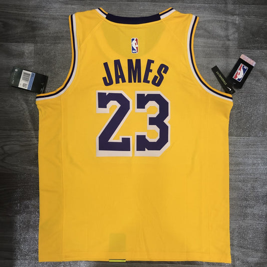 NBA Laker Crew Neck Retro Yellow No. 23 James With Chip