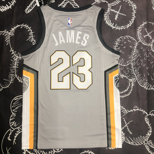 Cleveland Cavaliers Grey 23 James Round Neck NBA Jerseys 2018