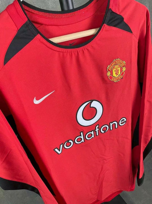 Retro Manchester United Home Long Sleeve Football Jersey 2002/2004