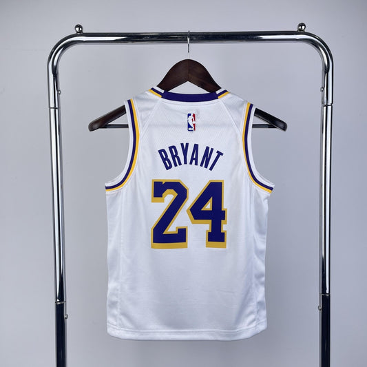 Los Angeles Lakers Kids Kobe #24 BRYANT White NBA Jerseys