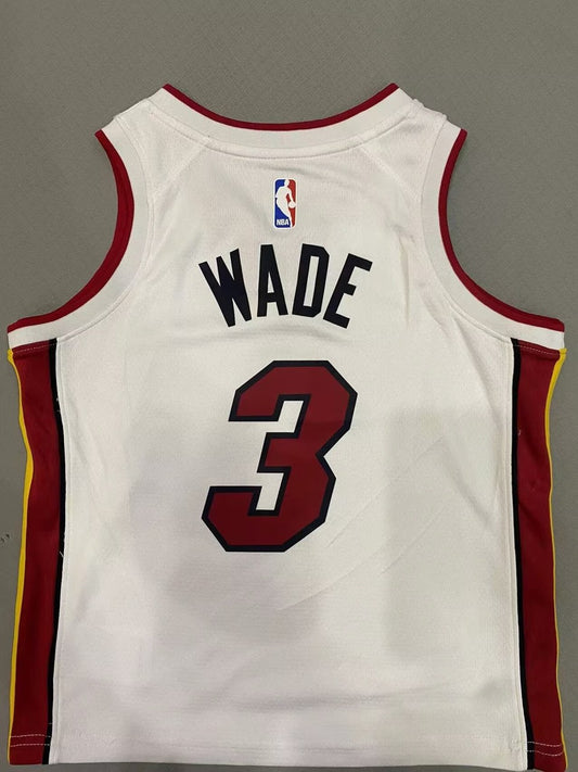 Miami Heat White Kids #3 WADE NBA Jerseys
