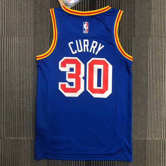 Golden State Warriors Blue Retro #30 CURRY NBA Season Jerseys 75 Year