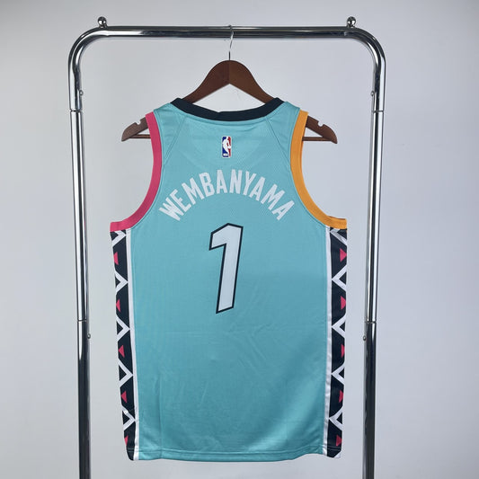 San Antonio Spurs City Edition Blue #1 WEMBANYAMA NBA Season Jerseys 2023