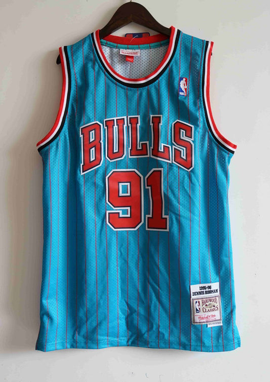 NBA Chicago Bull #91 Rodman Blue Mesh