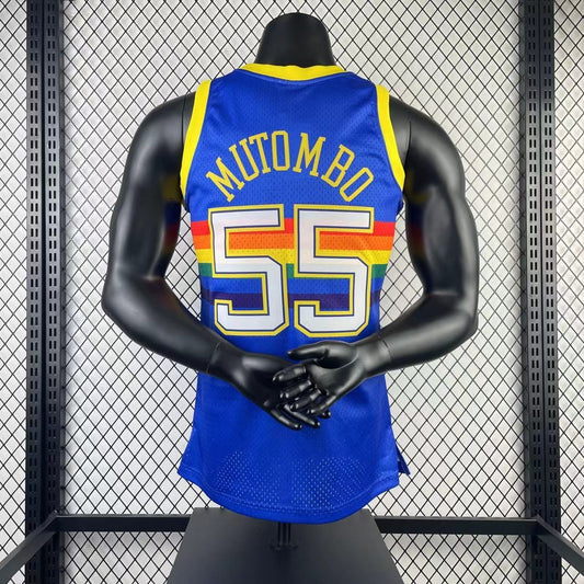 Denver Nuggets Retro Blue #55 MUTOMBO NBA Season Jerseys 1991/1992