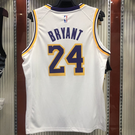 NBA Lakers Round Neck Vintage White 24 Kobe With Chip