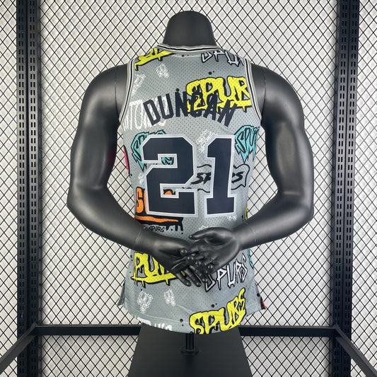 San Antonio Spurs Retro Graffiti #21 DUNCAN NBA Season Jerseys 1998/1999