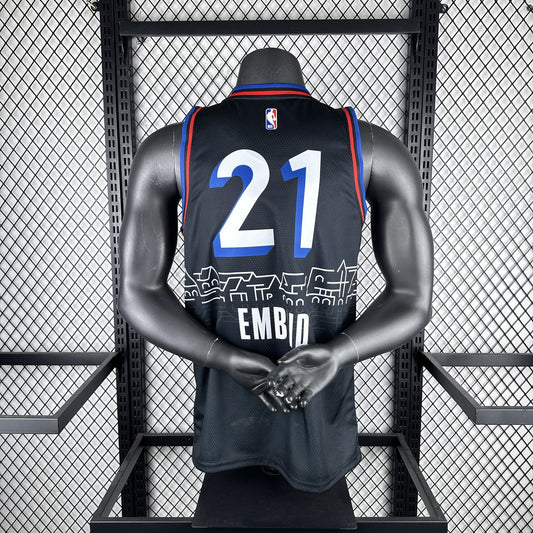 Philadelphia 76Ers City Edition Retro Black #21 EMBIID NBA Season Jerseys 2021