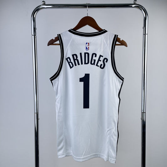 Brooklyn Nets V-neck White #1 BRIDGES NBA Season Jerseys