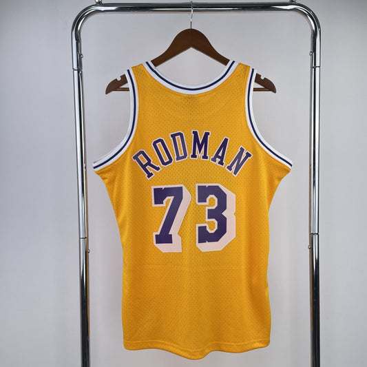 Retro Los Angeles Lakers Yellow #73 RODMAN NBA Season Jerseys 1998/1999