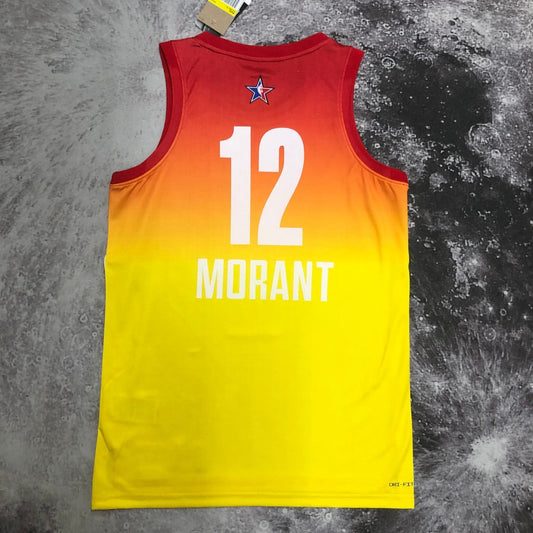 Memphis Grizzlies ALL-STAR Yellow #12 MORANT NBA Jerseys 2023