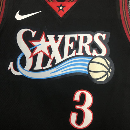 Philadelphia 76Ers Retro Black #3 IVERSON NBA Season Jerseys