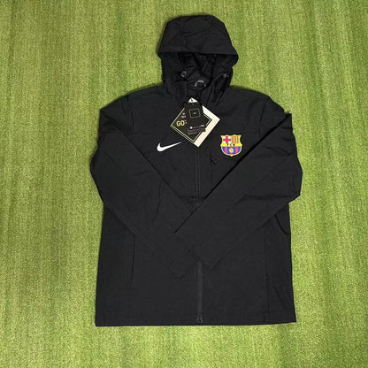 Barcelona Windbreaker Interchange Jacket Black White Football Jersey 2025/2026