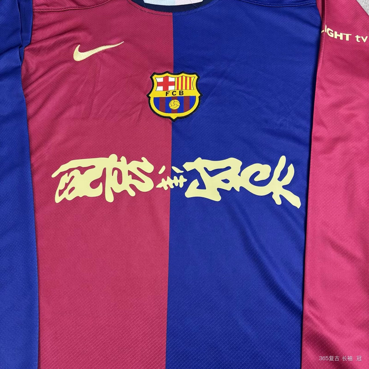 Barcelona Home Long Travis Scott Co Branded Version Special Edition Fans Football Jersey 2025/2026