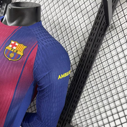 Barcelona Home Long Sleeve Player Football Jersey （可配广告 ）2025/2026