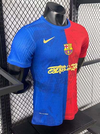 Barcelona Home Long Travis Scott Co Branded Version Special Edition Player Football Jersey 2025/2026