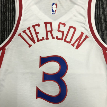 Philadelphia 76Ers Retro White #3 IVERSON NBA Season Jerseys