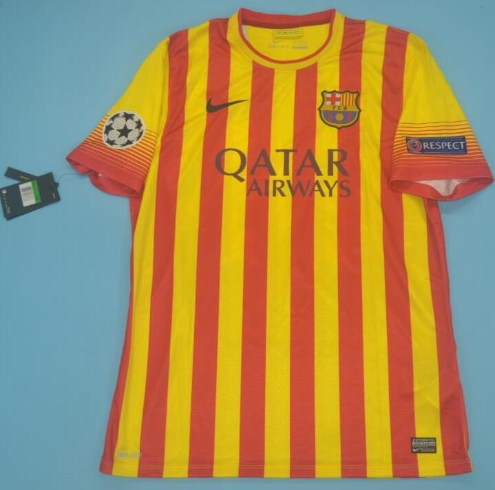 Retro Barcelona Away Yellow Football Jersey 2013/2014