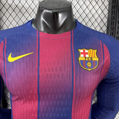 Barcelona Home Long Sleeve Player Football Jersey （可配广告 ）2025/2026