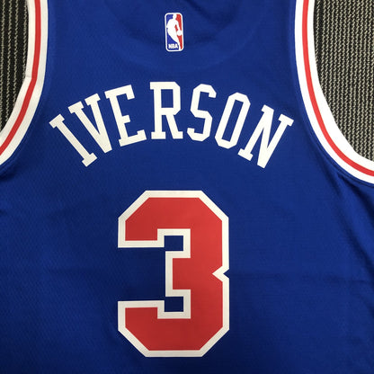 Philadelphia 76Ers Retro Blue #3 IVERSON NBA Season Jerseys