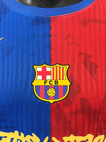 Barcelona Home Long Travis Scott Co Branded Version Special Edition Player Football Jersey 2025/2026