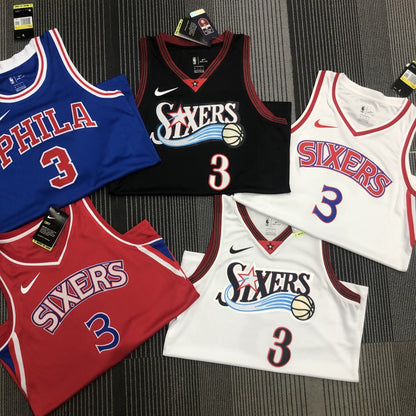 Philadelphia 76Ers Retro Blue #3 IVERSON NBA Season Jerseys