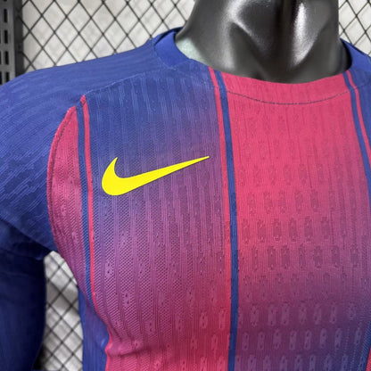 Barcelona Home Long Sleeve Player Football Jersey （可配广告 ）2025/2026