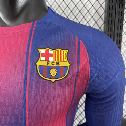 Barcelona Home Long Sleeve Player Football Jersey （可配广告 ）2025/2026