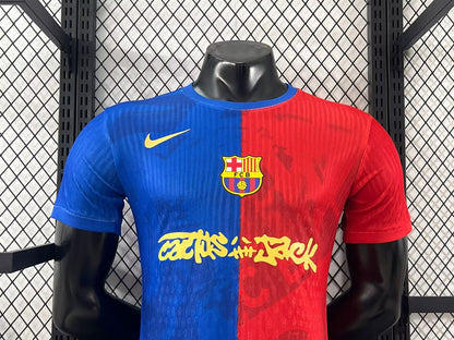 Barcelona Home Long Travis Scott Co Branded Version Special Edition Player Football Jersey 2025/2026