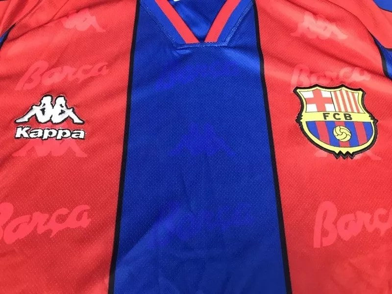 RONALDO # 9 Barcelona Home Red And Blue Retro Football Jersey 1996/1997