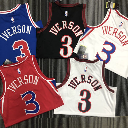 Philadelphia 76Ers Retro Blue #3 IVERSON NBA Season Jerseys