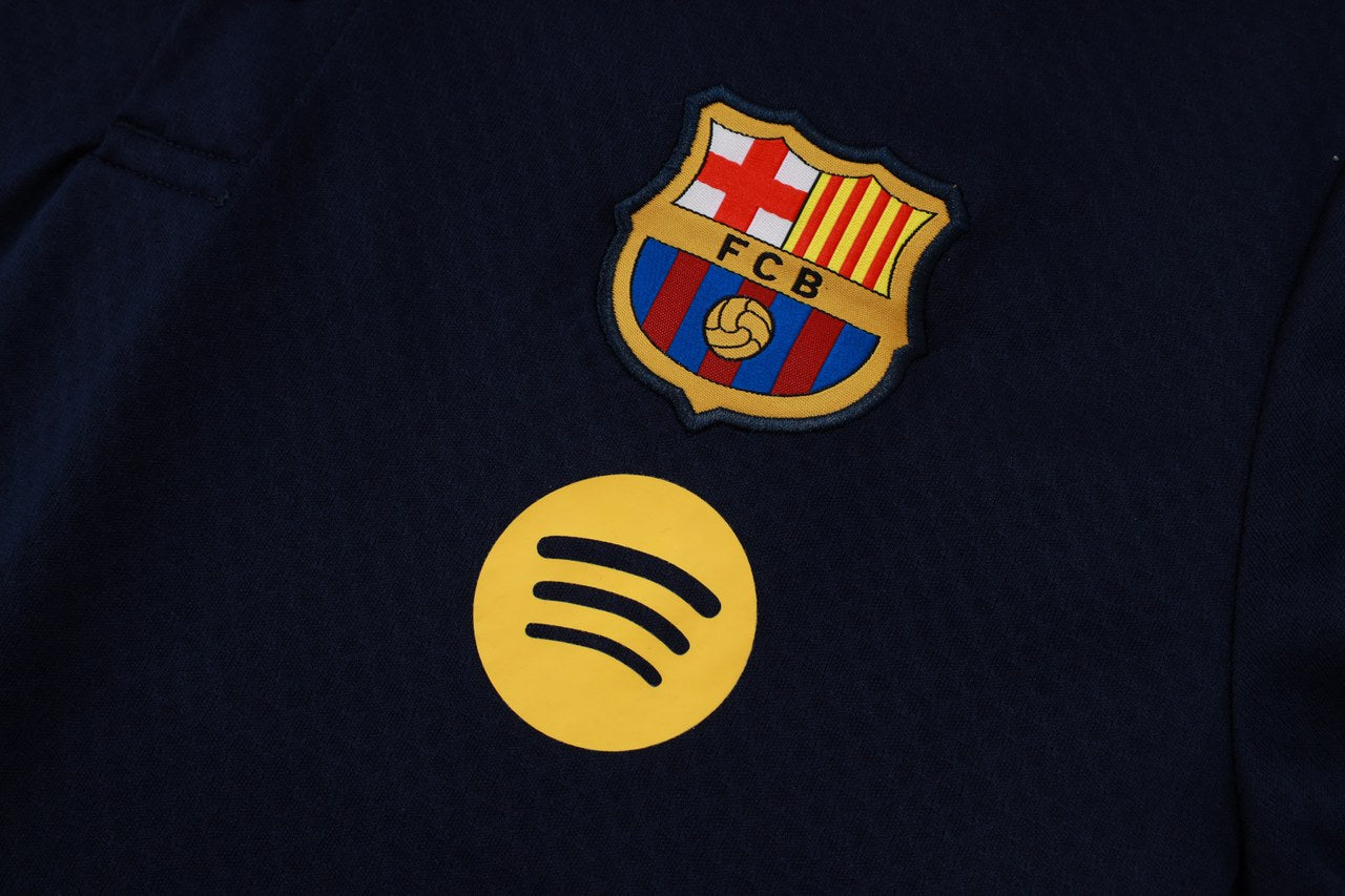 Barcelona Polo Retro Fans Cyan Football Jersey 2025/2026