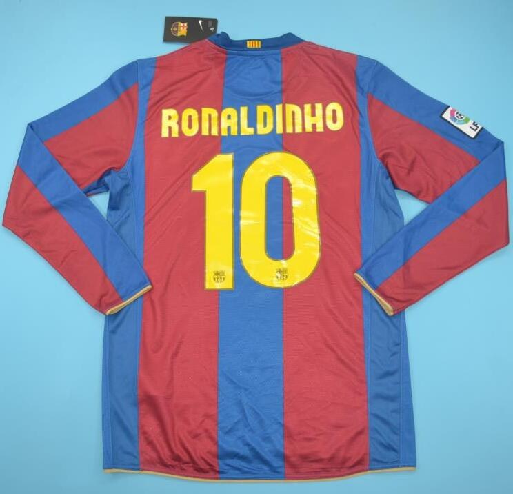 Retro Barcelona Home Long Sleeve Football Jersey 2007/2008