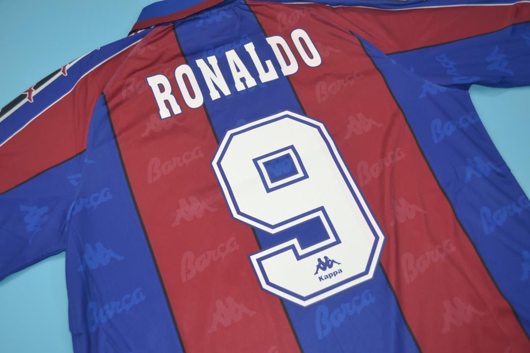 RONALDO # 9 Barcelona Home Red And Blue Retro Football Jersey 1996/1997