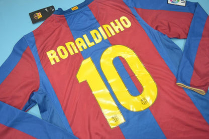 Retro Barcelona Home Long Sleeve Football Jersey 2007/2008