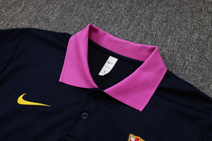 Barcelona Polo Retro Fans Cyan Football Jersey 2025/2026