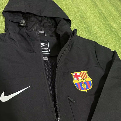 Barcelona Windbreaker Interchange Jacket Black White Football Jersey 2025/2026