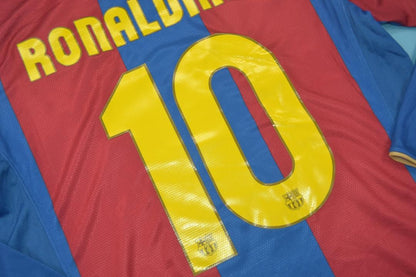 Retro Barcelona Home Long Sleeve Football Jersey 2007/2008