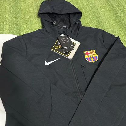Barcelona Windbreaker Interchange Jacket Black White Football Jersey 2025/2026